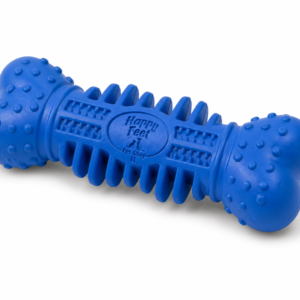 Happy Feet Pet Shop II Durable Rubber Dog Chew Bone – Textured Dental Toy for Dogs, Interactive Teething & Cleaning Toy (Blue)
