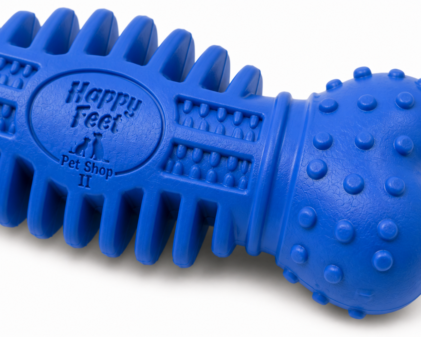 Happy Feet Pet Shop II Durable Rubber Dog Chew Bone – Textured Dental Toy for Dogs, Interactive Teething & Cleaning Toy (Blue) - Image 2