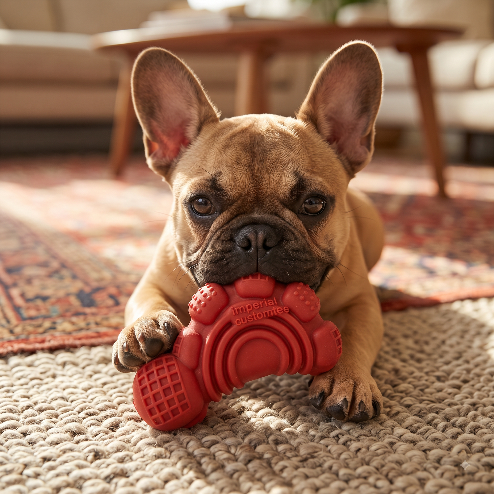 Imperial Customtee Durable Multi-Textured Rubber Roller Dog Chew Toy - Red - Image 4