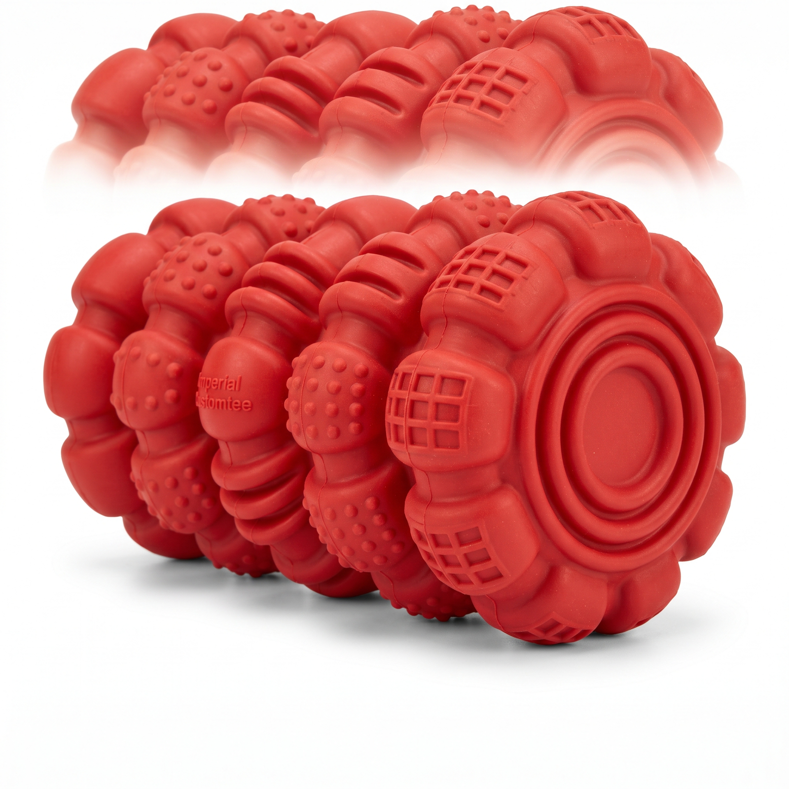 Imperial Customtee Durable Multi-Textured Rubber Roller Dog Chew Toy - Red - Image 2
