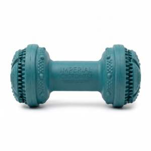 Imperial Customtee Durable Textured Rubber Dumbbell Chew Toy for Dogs - Teal