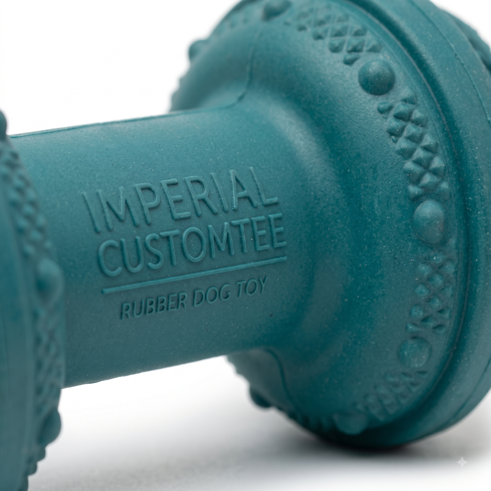 Imperial Customtee Durable Textured Rubber Dumbbell Chew Toy for Dogs - Teal - Image 3