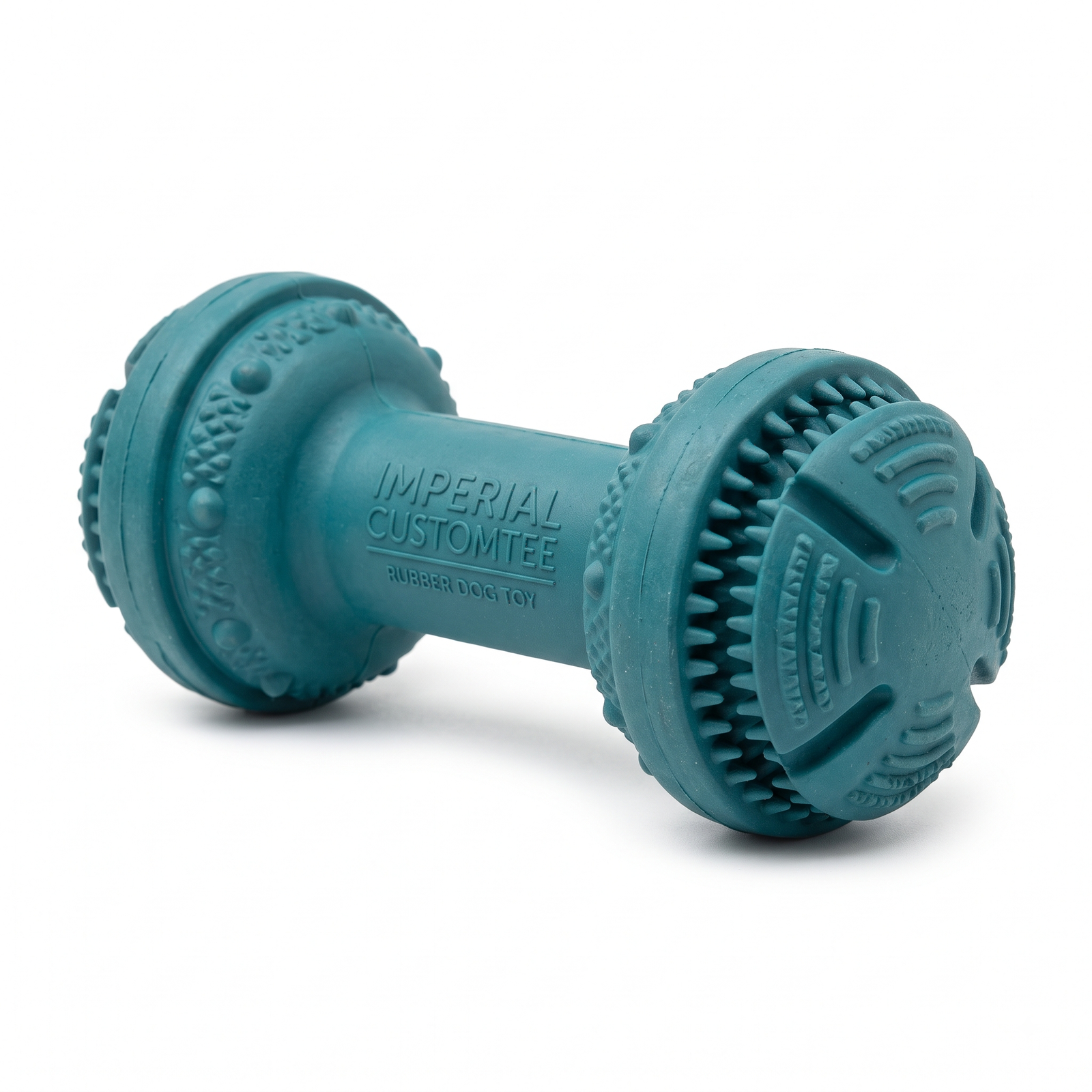 Imperial Customtee Durable Textured Rubber Dumbbell Chew Toy for Dogs - Teal - Image 2