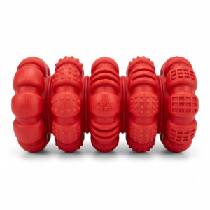 Imperial Customtee Durable Multi-Textured Rubber Roller Dog Chew Toy - Red