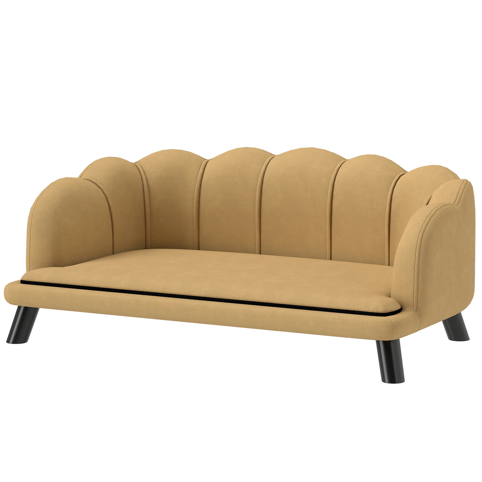 Raised Velvet Dog Sofa Bed – Coffee Brown