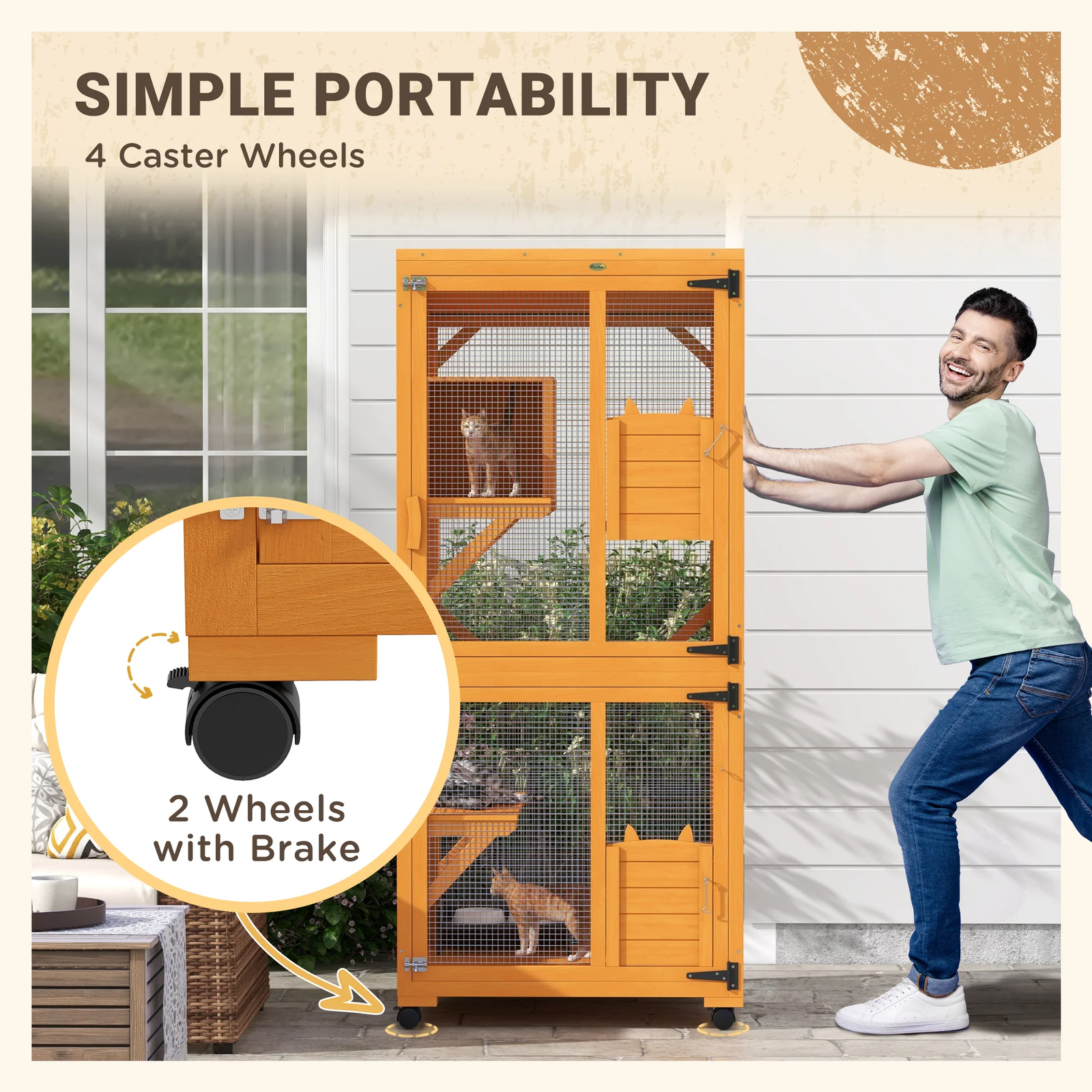 Pawhut Cat Furniture - Cabinet with Scratch Pads and Cushion - Image 7