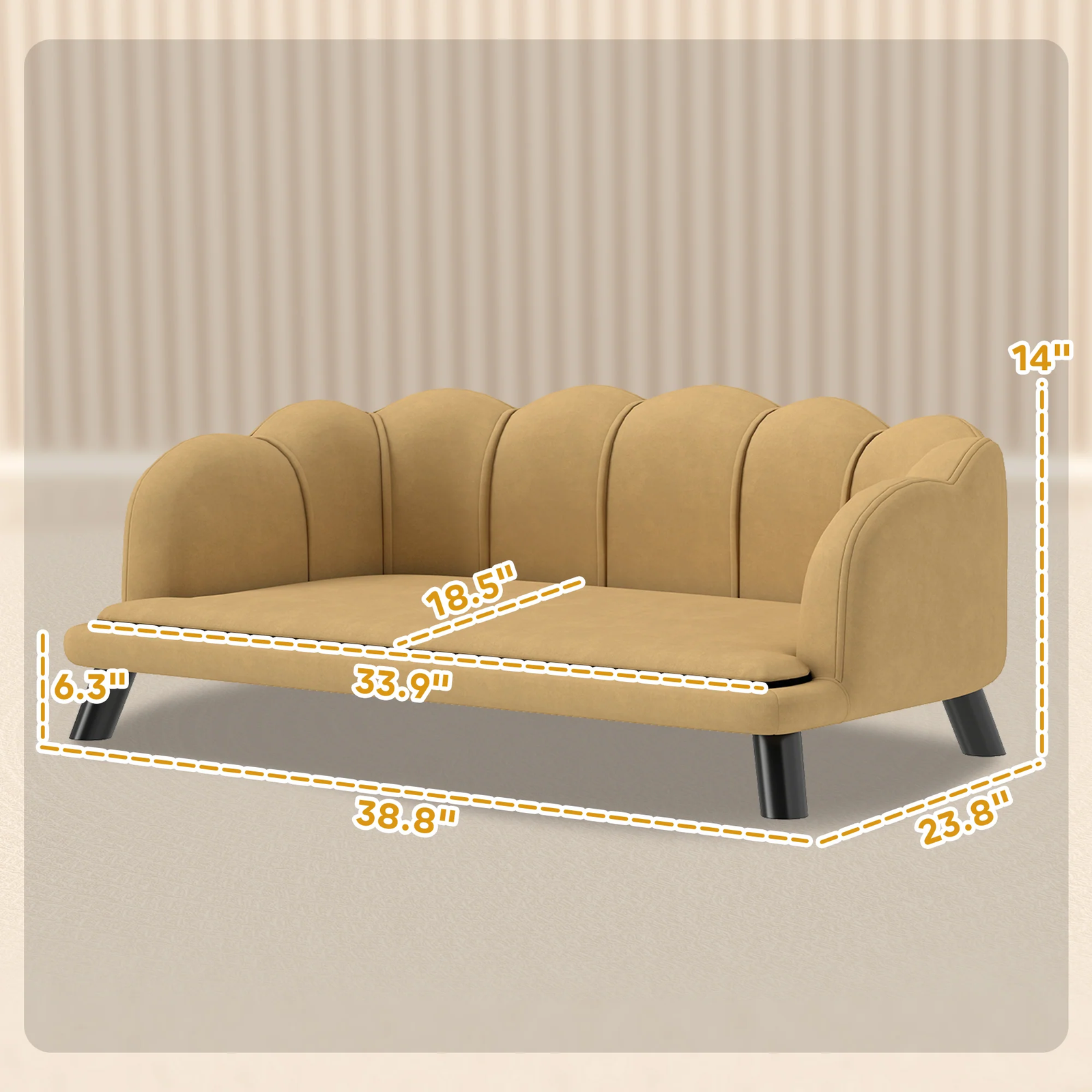 Raised Velvet Dog Sofa Bed – Coffee Brown - Image 5