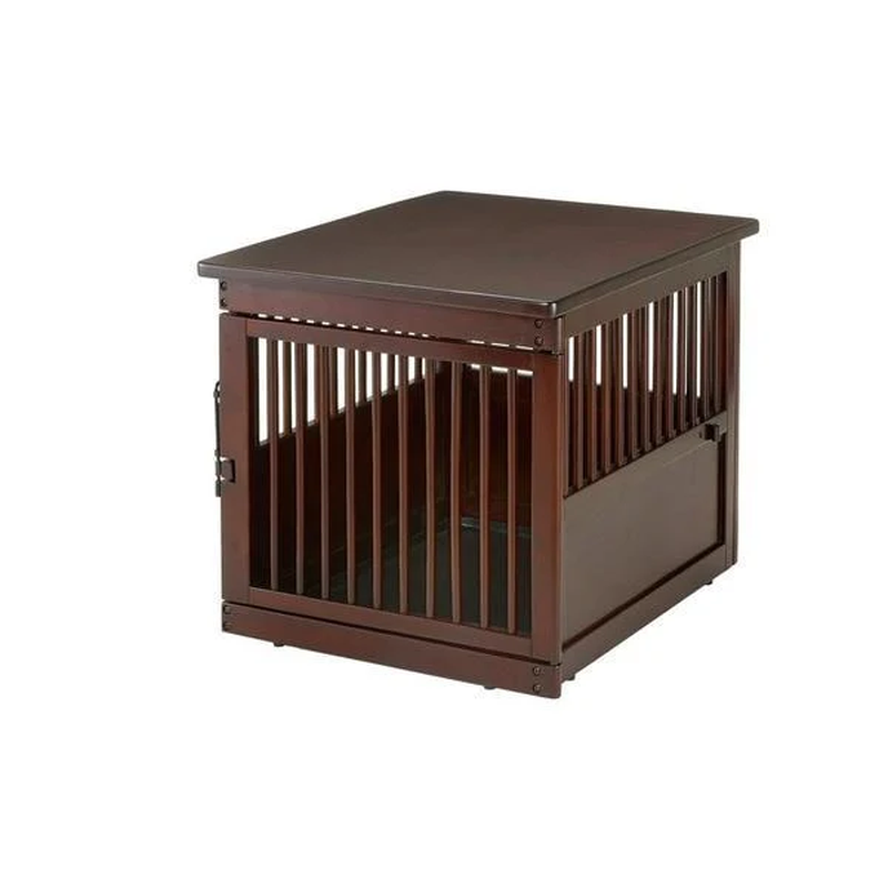 Medium Wooden End Table Dog Crate, Dark Brown, Dog Crate Kennel 94916