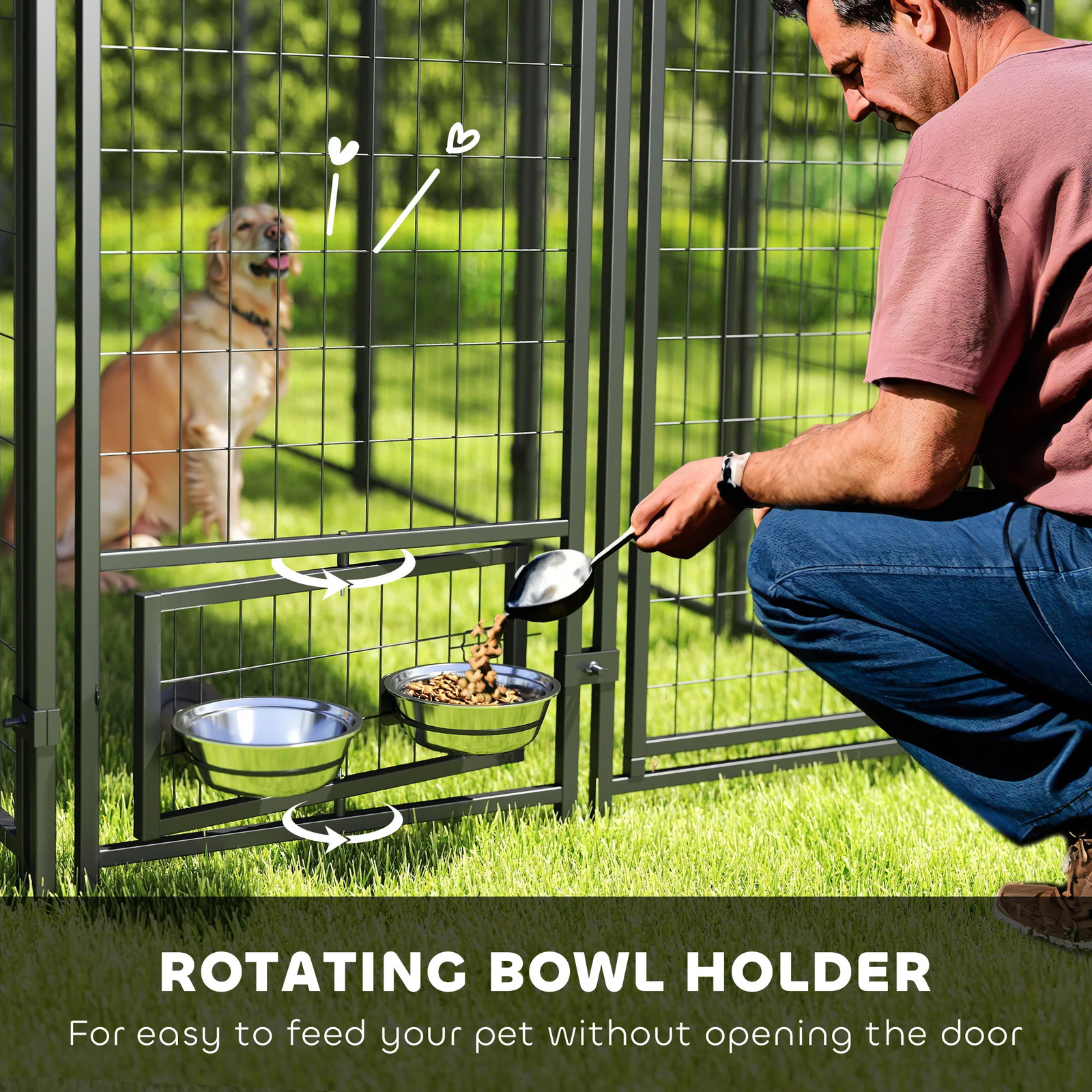 Outdoor Dog Kennel – Playpen with Rotating Bowl Holders & Waterproof Cove - Image 4