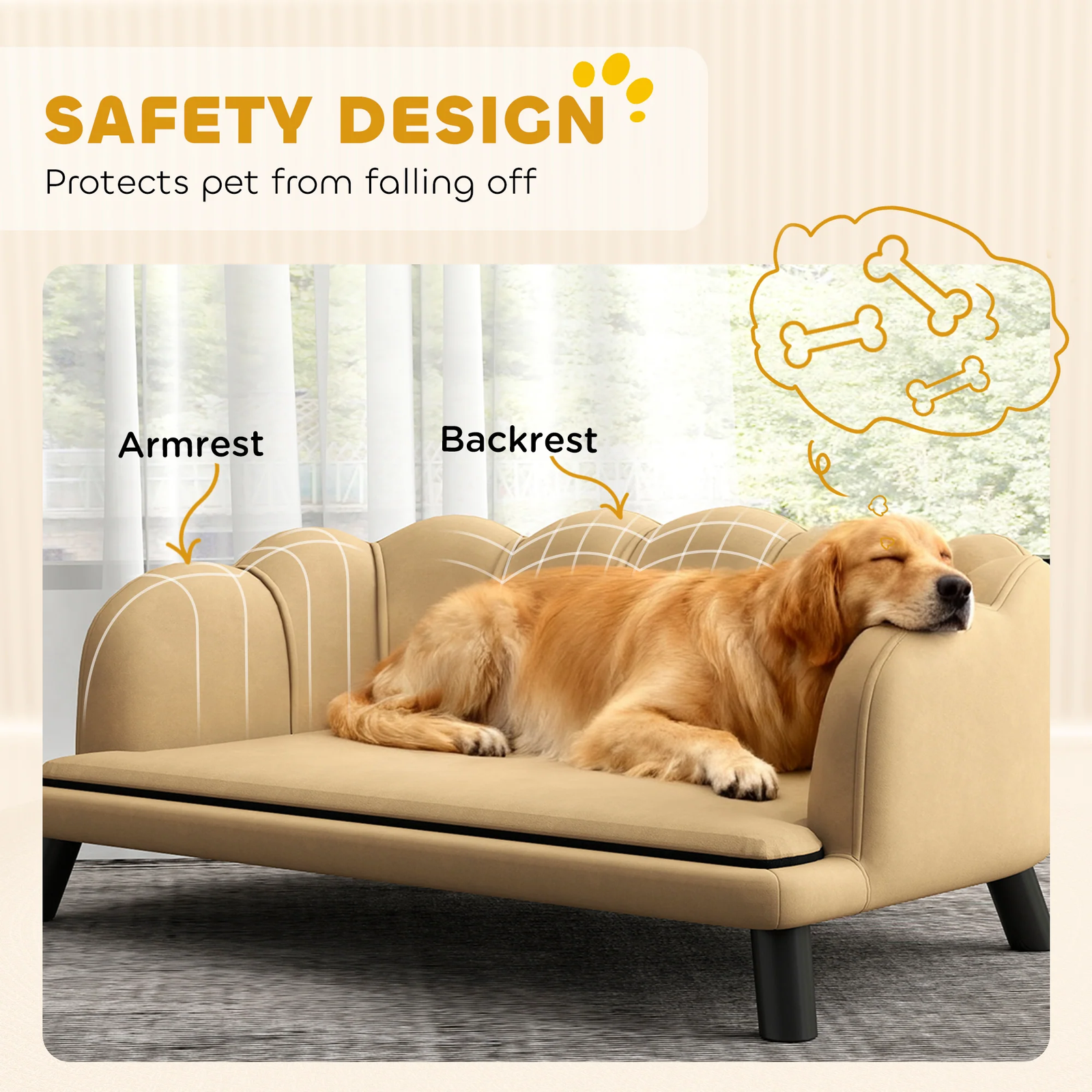 Raised Velvet Dog Sofa Bed – Coffee Brown - Image 6