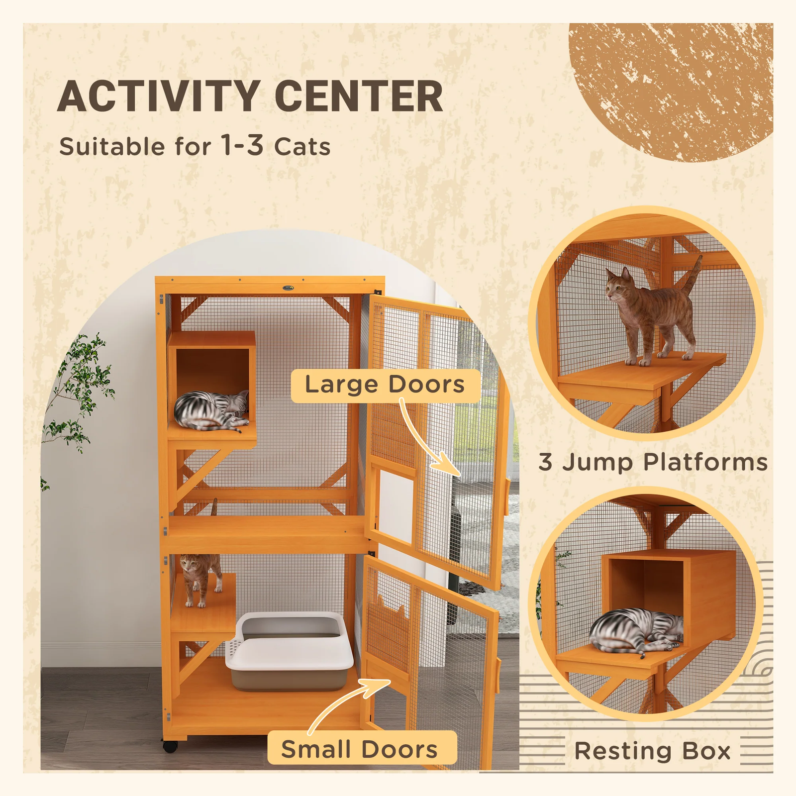 Pawhut Cat Furniture - Cabinet with Scratch Pads and Cushion - Image 3
