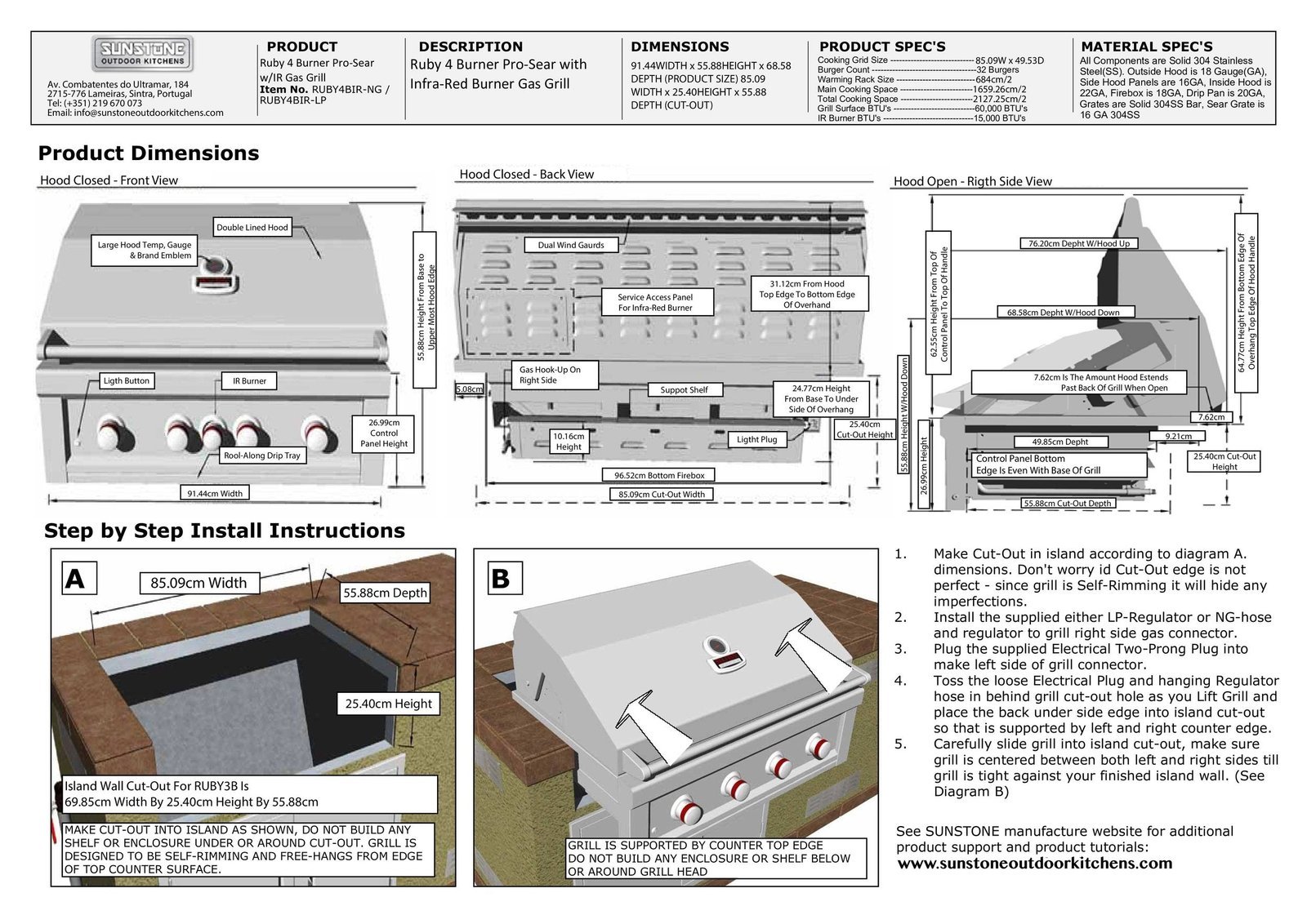 Sunstone Ruby 4 Burner Gas Grill With Infrared - Image 5