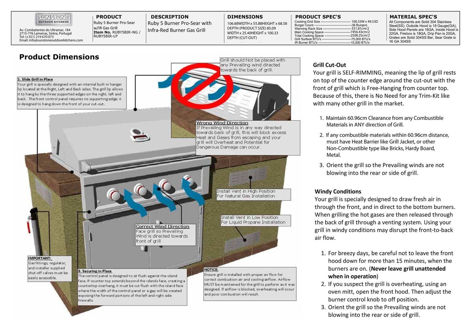 Sunstone Ruby 5 Burner Gas Grill With Infrared - Image 7