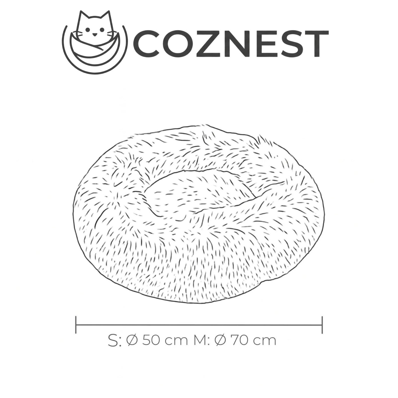 Coznest Fluffy Donut Cat Bed – Soft Plush Round Cat Bed - Image 2