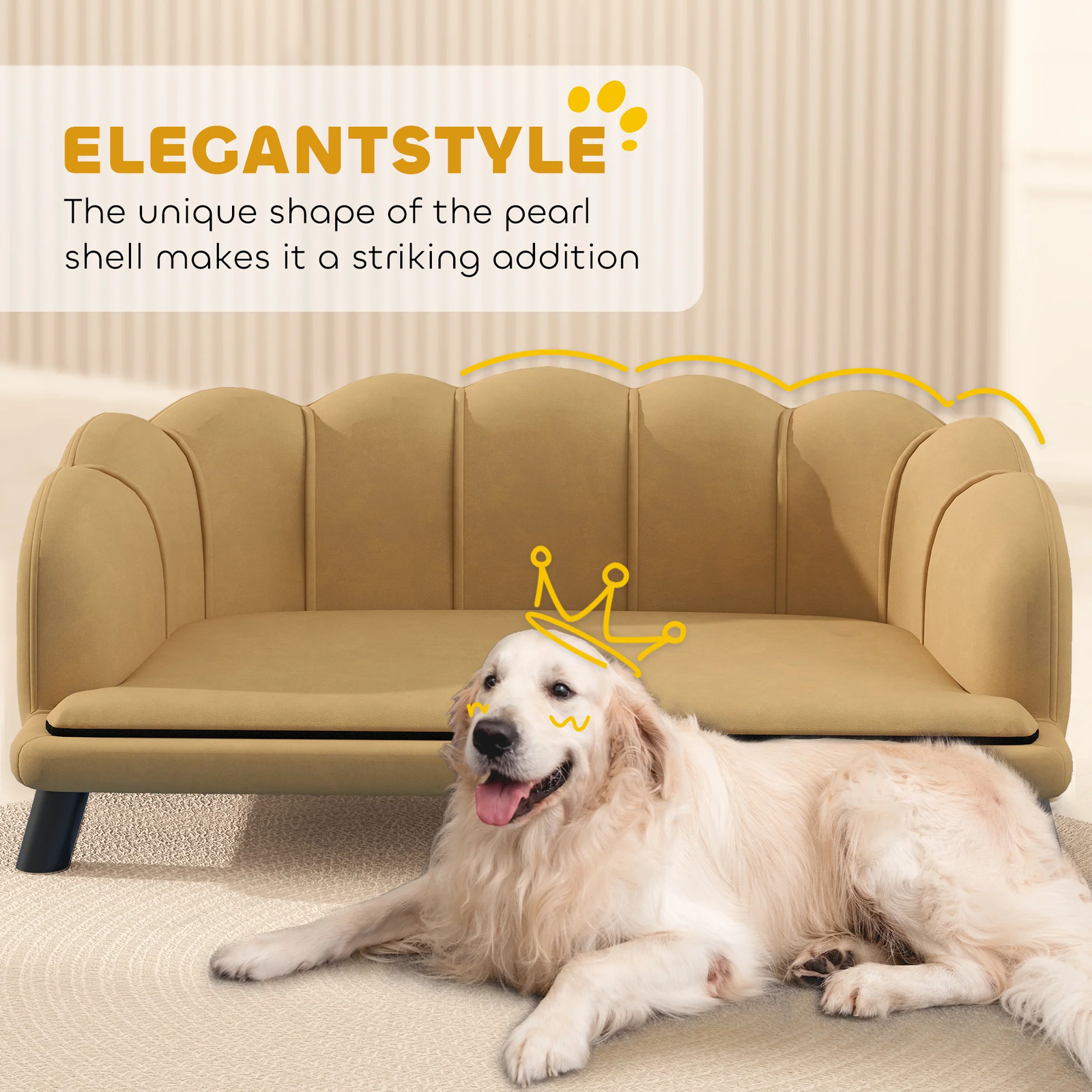 Raised Velvet Dog Sofa Bed – Coffee Brown - Image 9