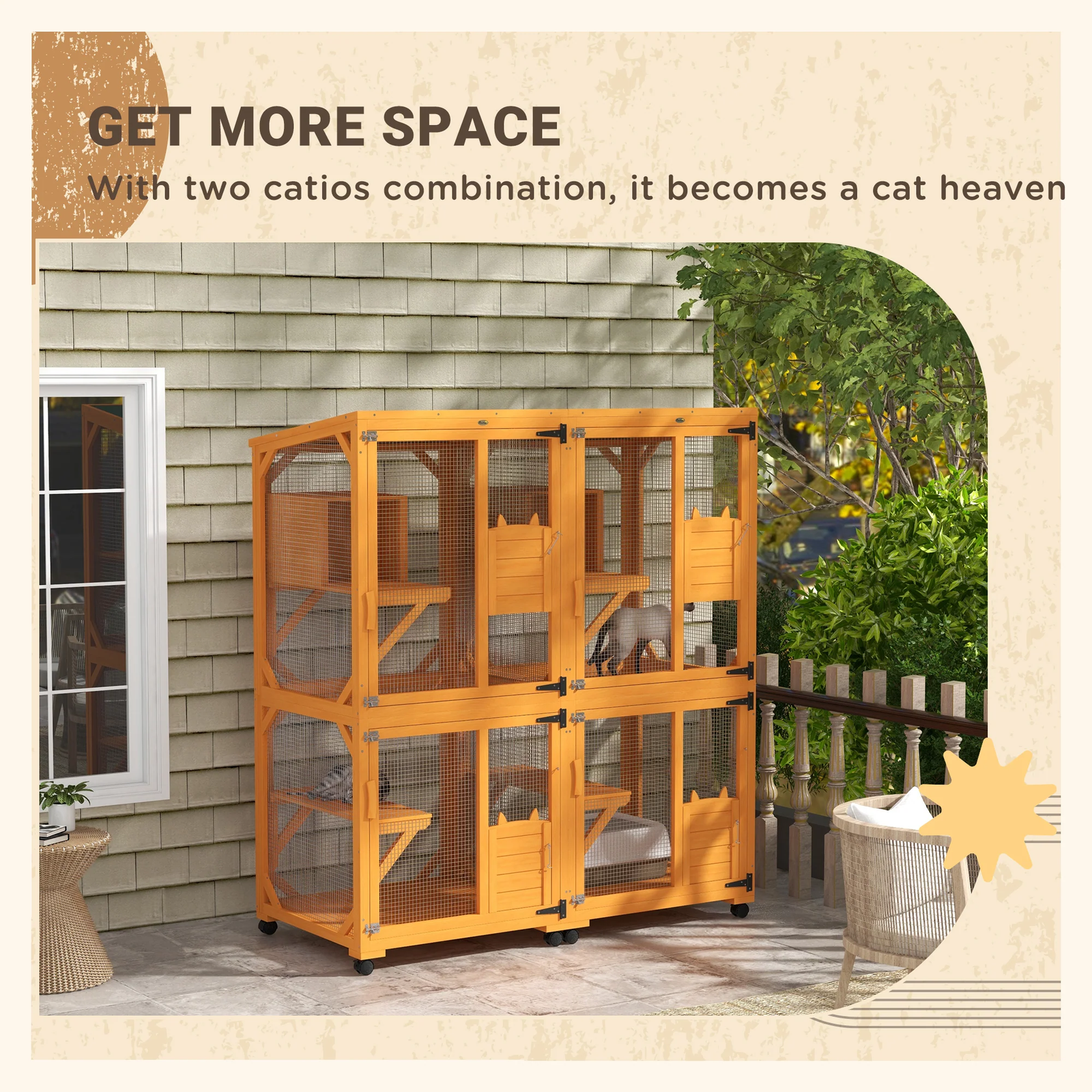 Pawhut Cat Furniture - Cabinet with Scratch Pads and Cushion - Image 9