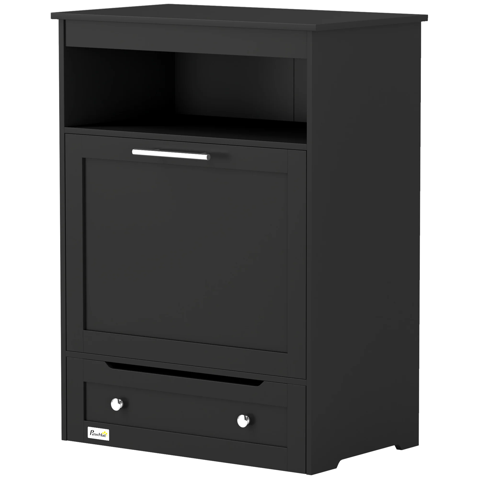 Pet Feeder Station Storage Cabinet – Raised Dog Bowls, Food Storage, Black - Image 9